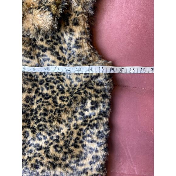 Cherokee Leopard Print Faux Fur Sleeveless Vest Sz L 10/12 Kids - Picture 14 of 14